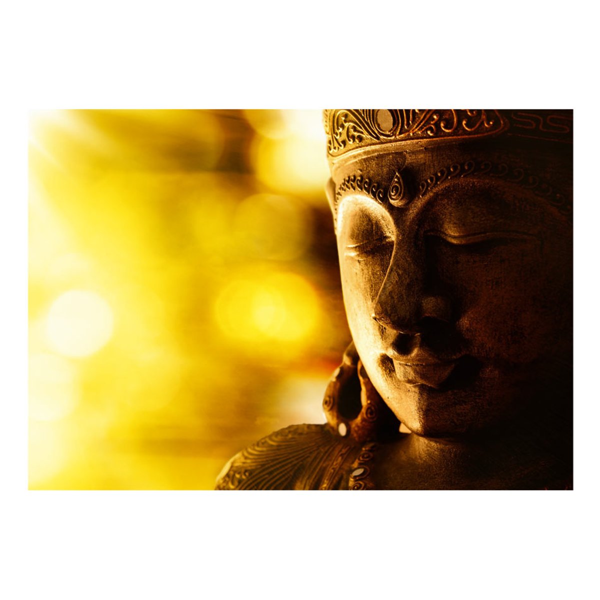 Papier peint intissé panoramique Orient Buddha - Enlightenment jaune / doré, EDEN