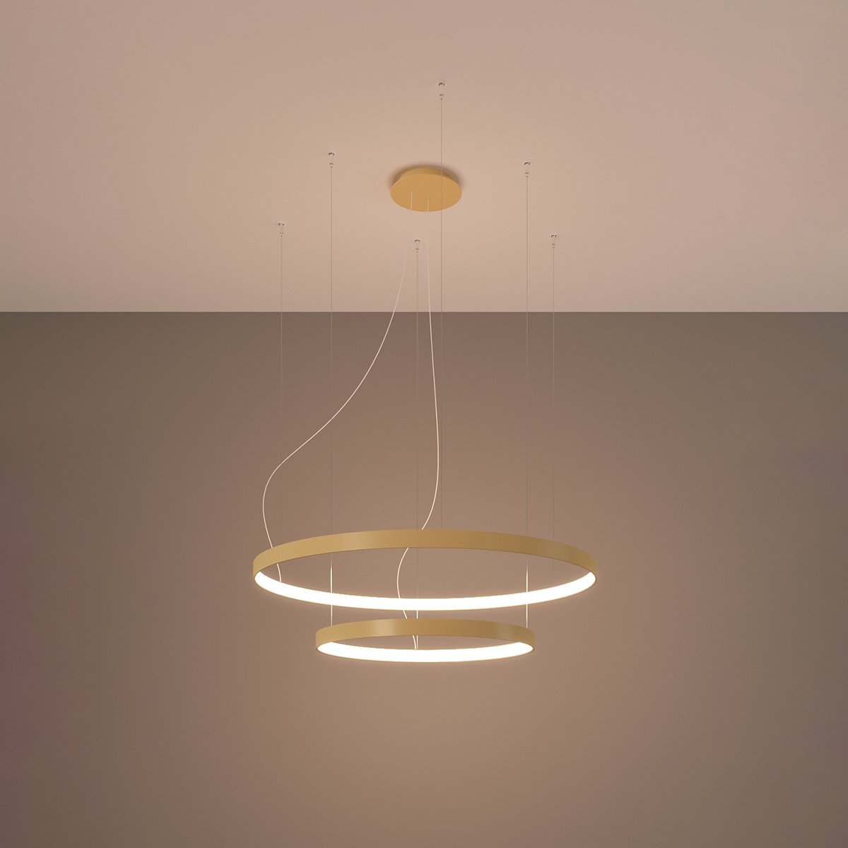 Lustre Aluminium Doré LED 2 Rio doré, EDEN