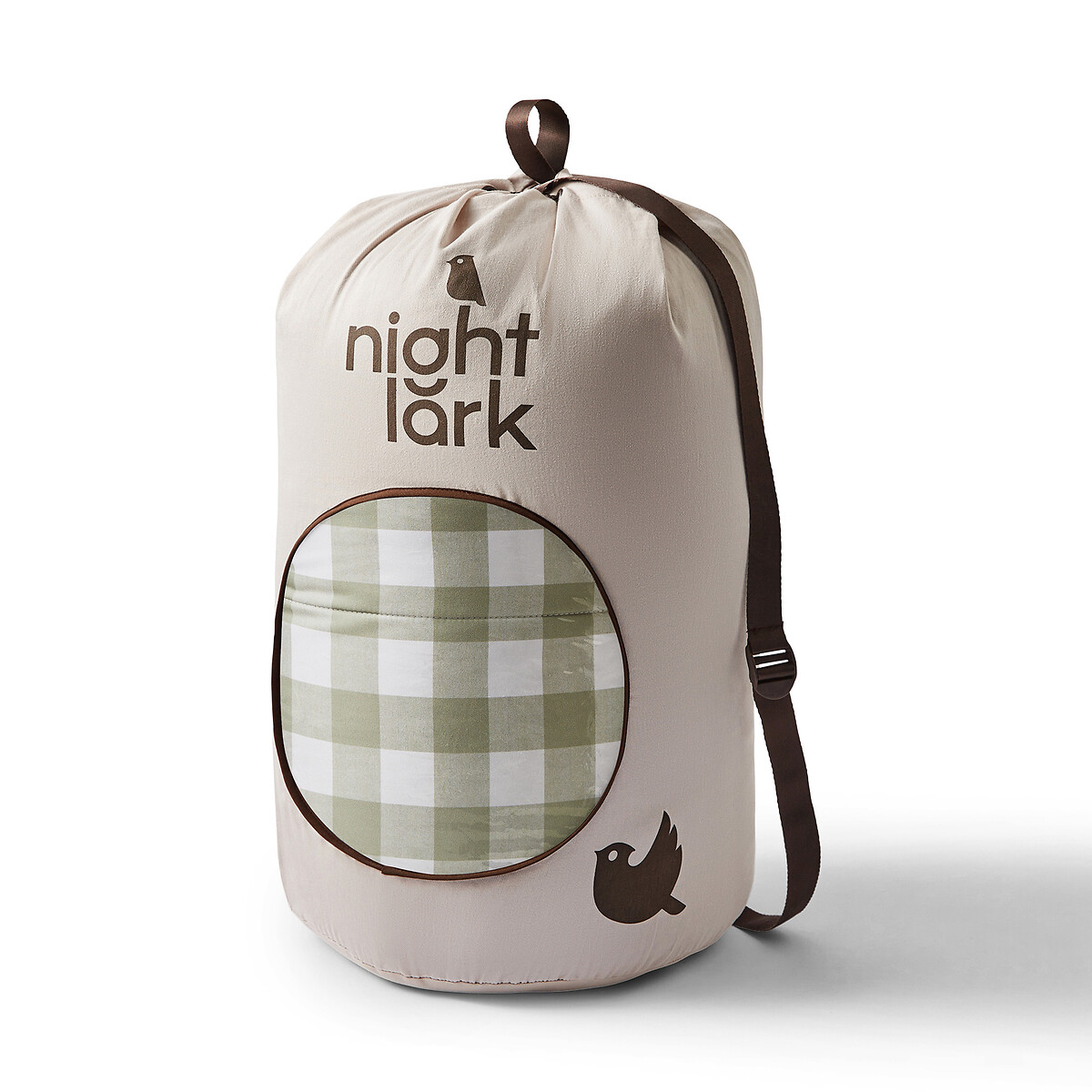 10.5 Tog Olive Gingham Coverless Duvet and Pillowcase Set olive, NIGHT LARK
