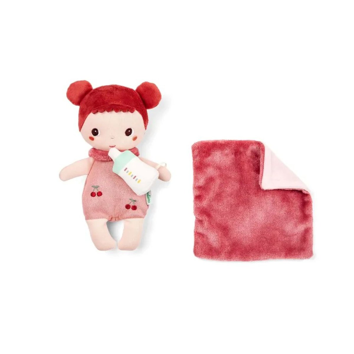 Poupée en tissu 21cm et son couffin rose, LILLIPUTIENS