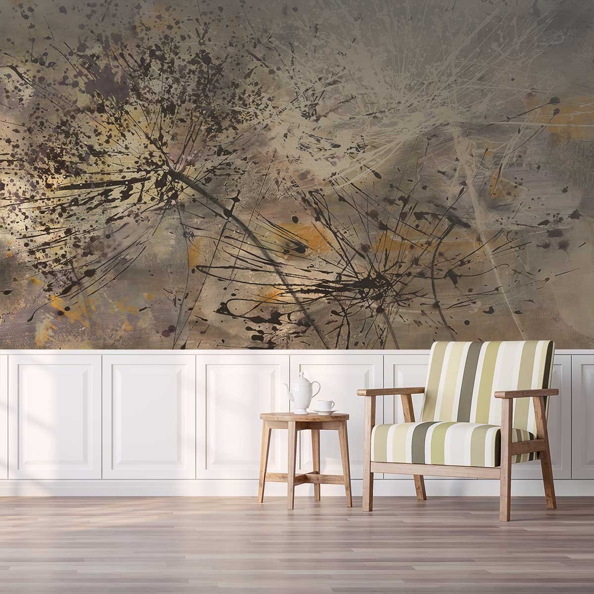 Papier peint pissenlit peinture soufflée intissé, HEXOA
