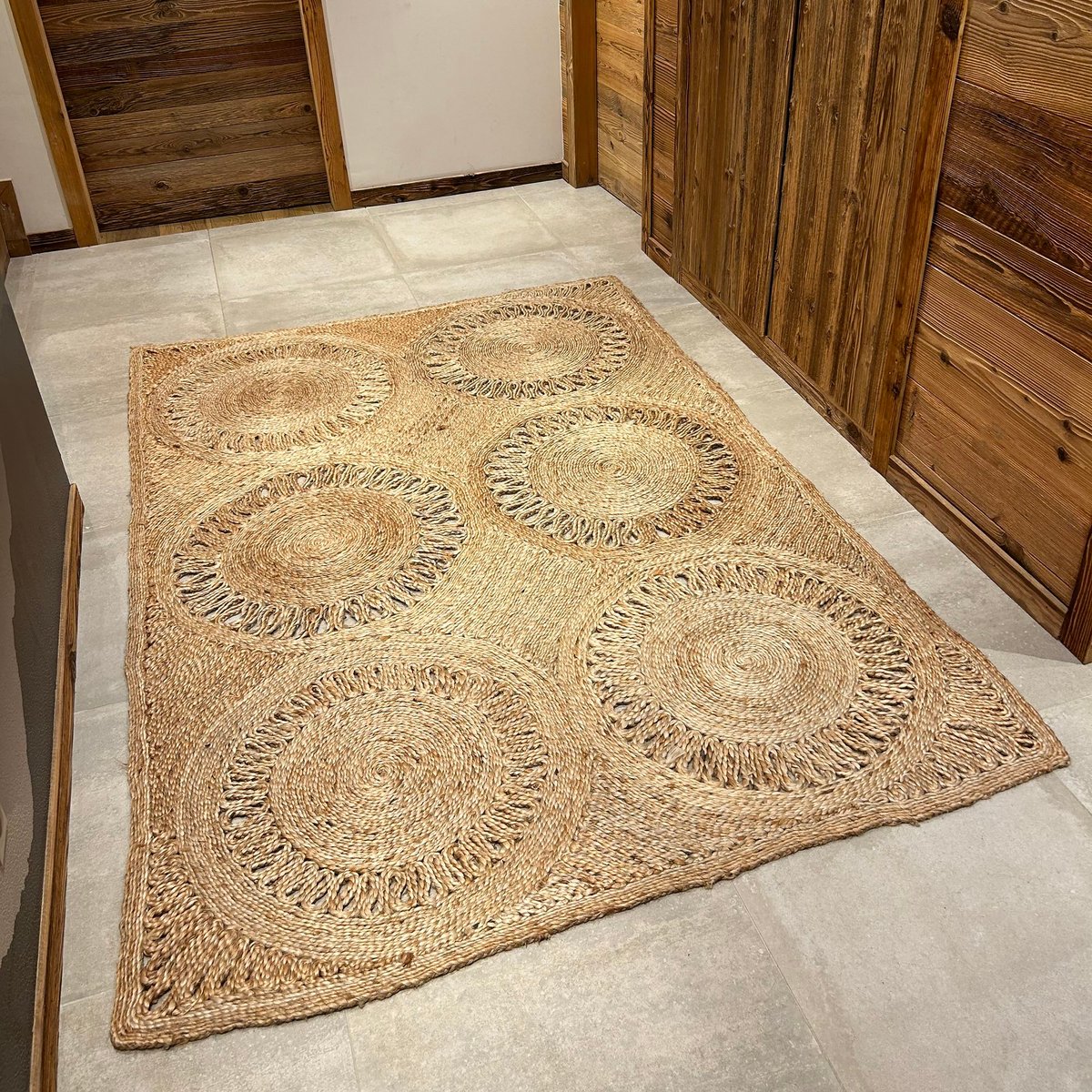 Tapis rectangulaire en jute tissé à la main naturel, NOW'S HOME