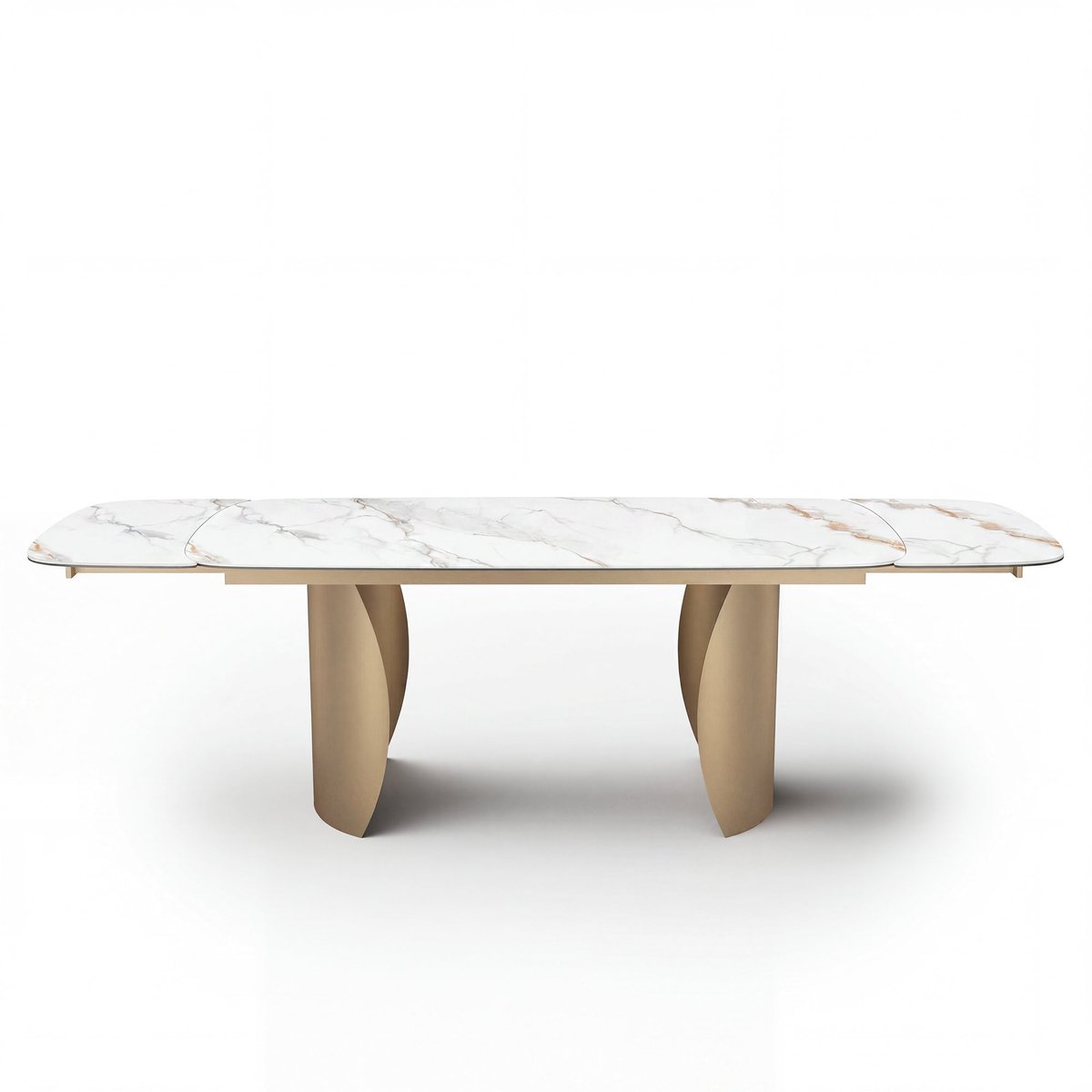 Table à manger extensible 8 personnes en céramique CAMELIA marbre blanc, SIA HOME
