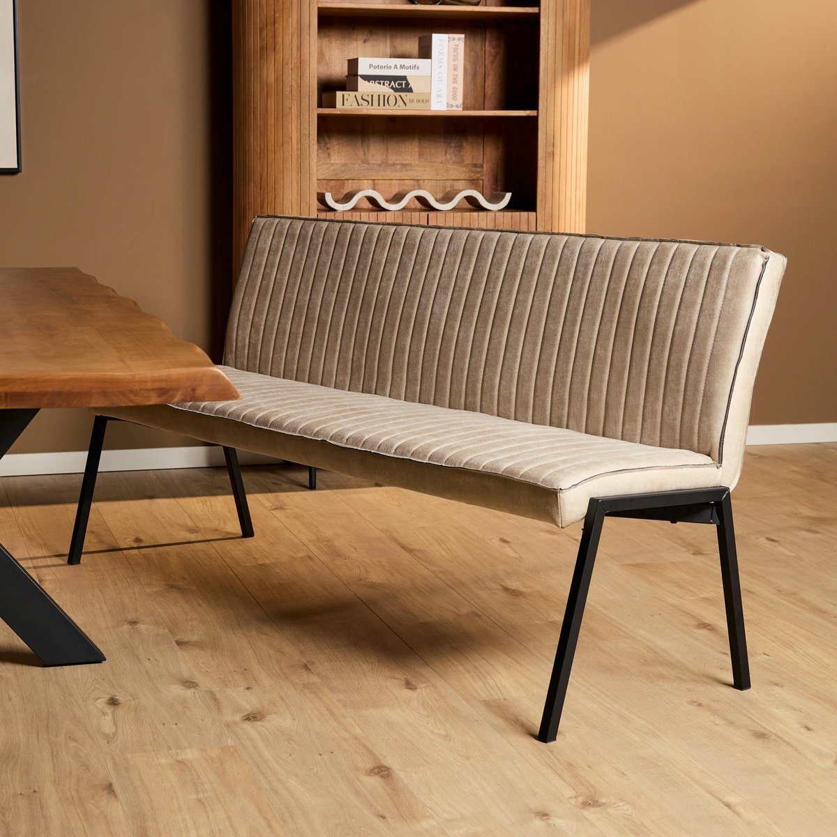 Banc de salle à manger polyuréthane 3 places CORTINA ecru, PIER IMPORT