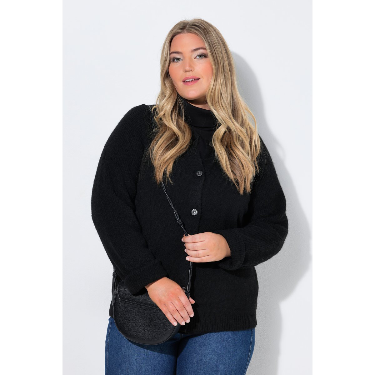 Cardigan chiné, encolure ronde noir, ULLA POPKEN