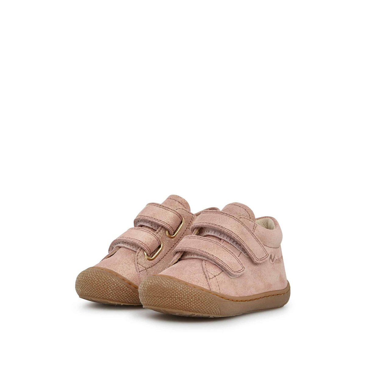 Chaussons premiers pas en suède pailleté COCOON VL rose antique, NATURINO
