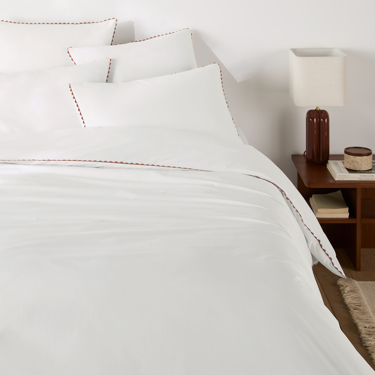 Taie d'oreiller en percale de coton, ELYA blanc/argile, LA REDOUTE INTERIEURS