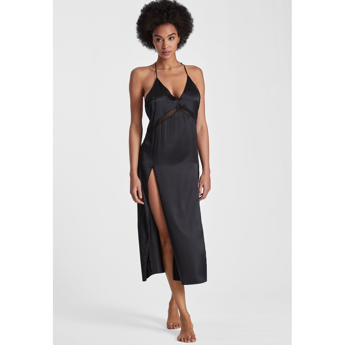 Nuisette longue Silk Desire noir, AUBADE