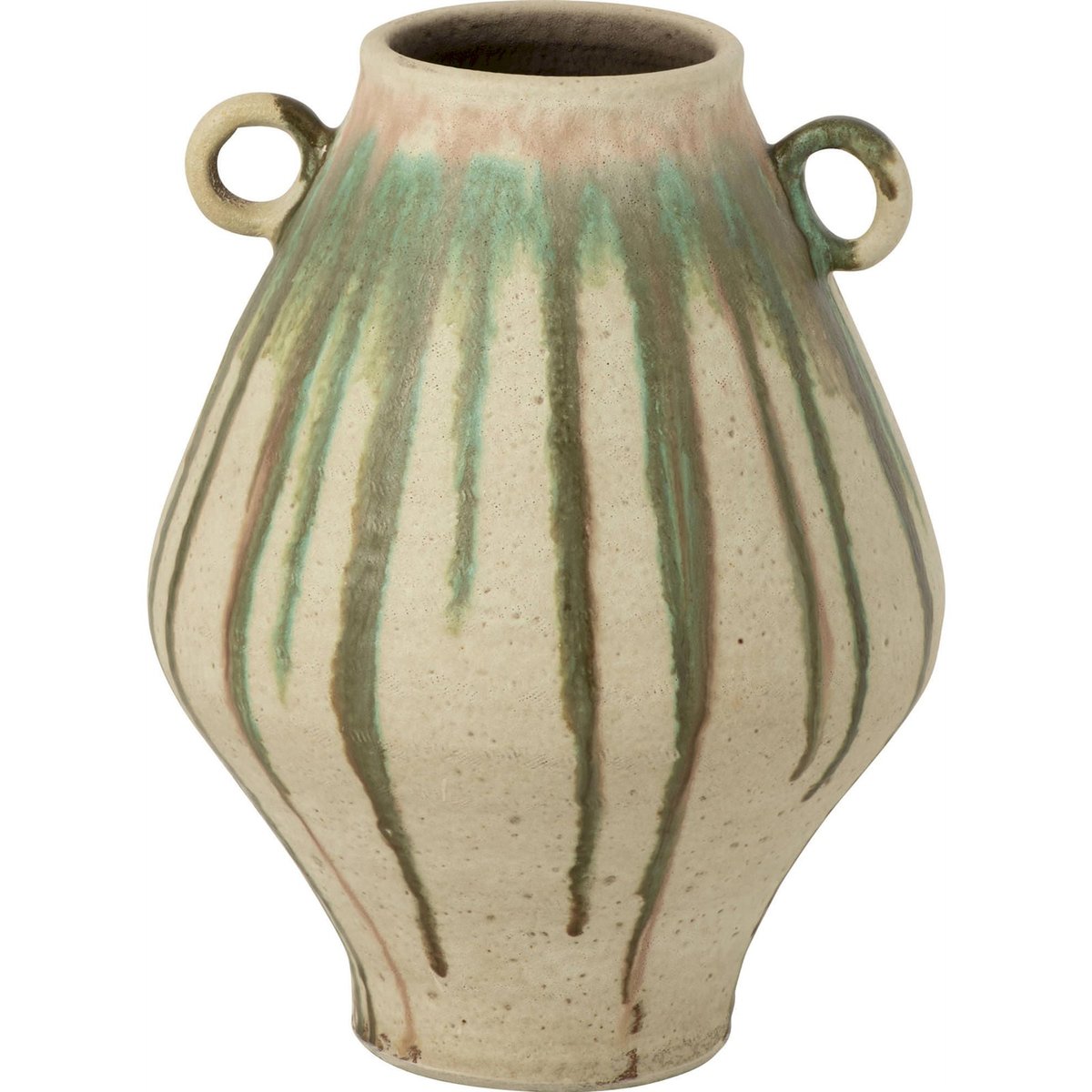 Vase en poterie fait main vert olive et beige clair, RECOLLECTION