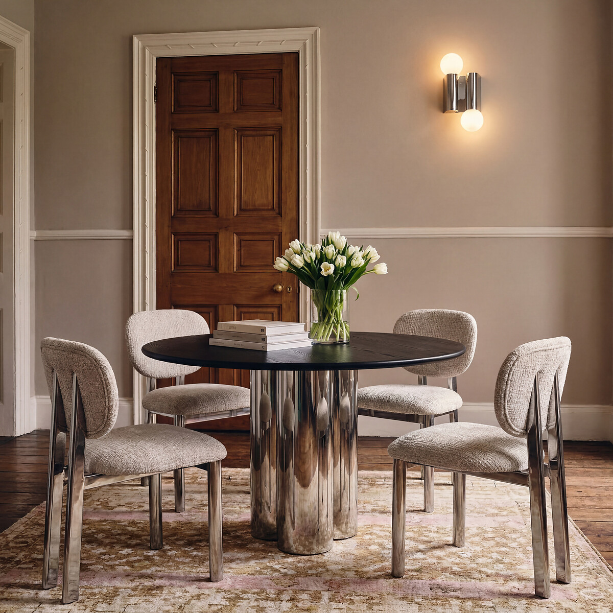 Awari Chenille Upholstered Dining Chair cream, ÉDITÉ