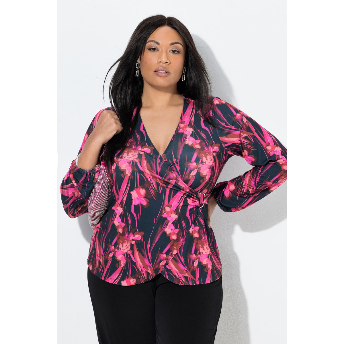 T-shirt à fleurs, esprit cache-cœur marine, ULLA POPKEN