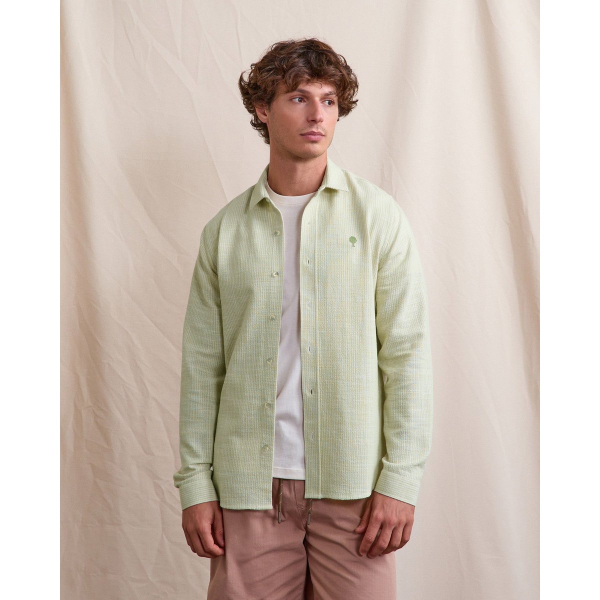 Chemise IRATY écru et vert clair, FAGUO