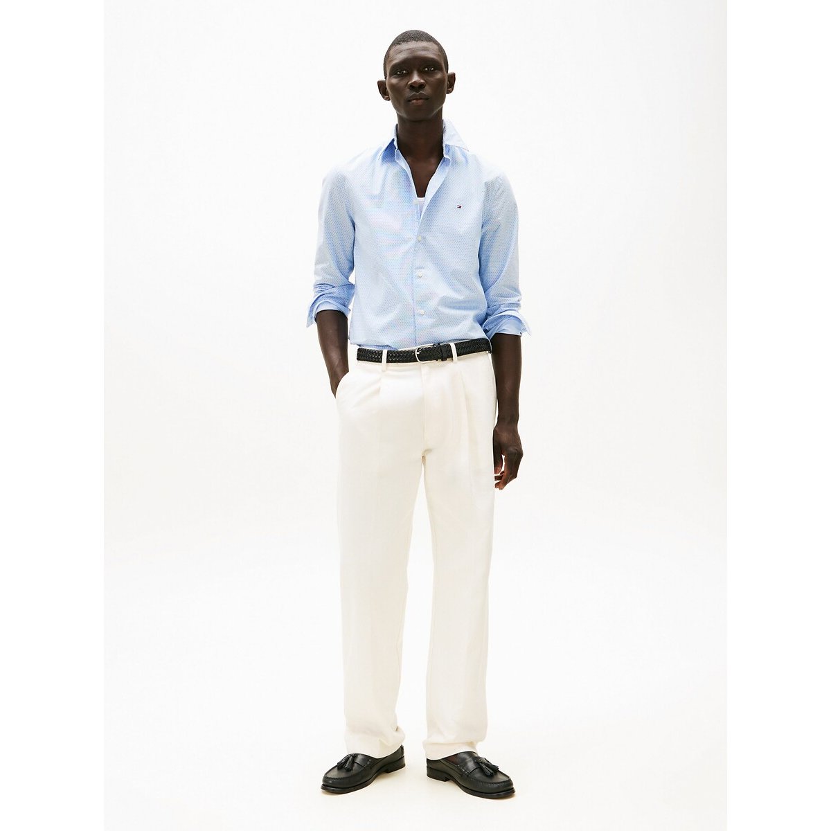 Chemise popeline imprimée bleu clair, TOMMY HILFIGER
