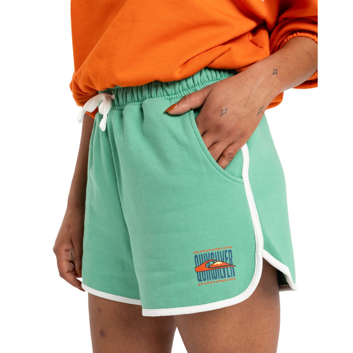 Short à taille élastique SCALLOP vert green spruce, QUIKSILVER