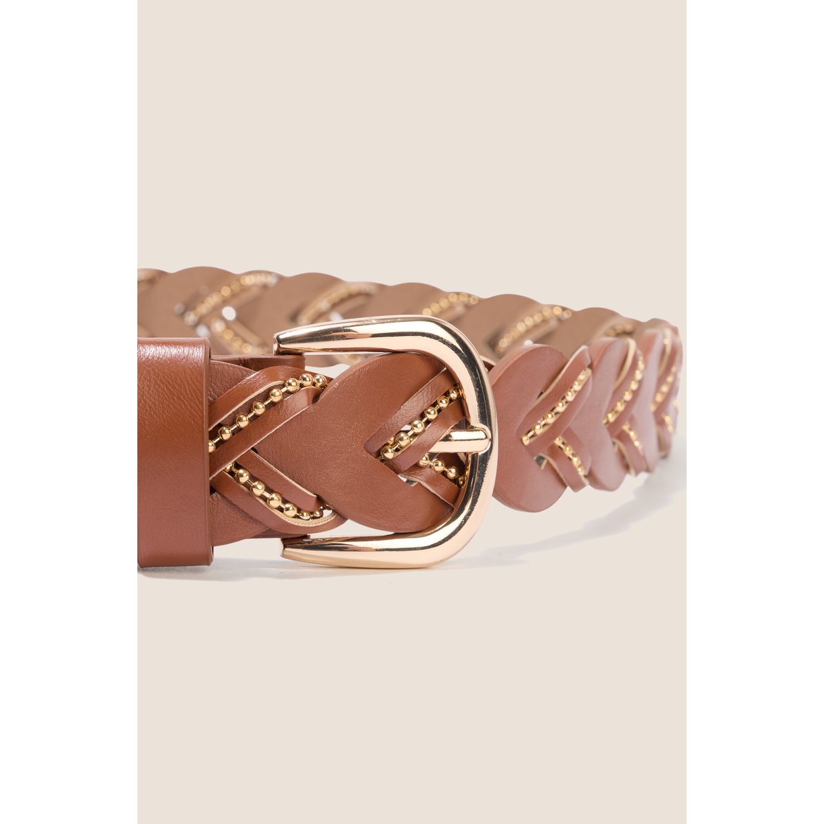 Ceinture large tressée avec chaîne camel, BREAL