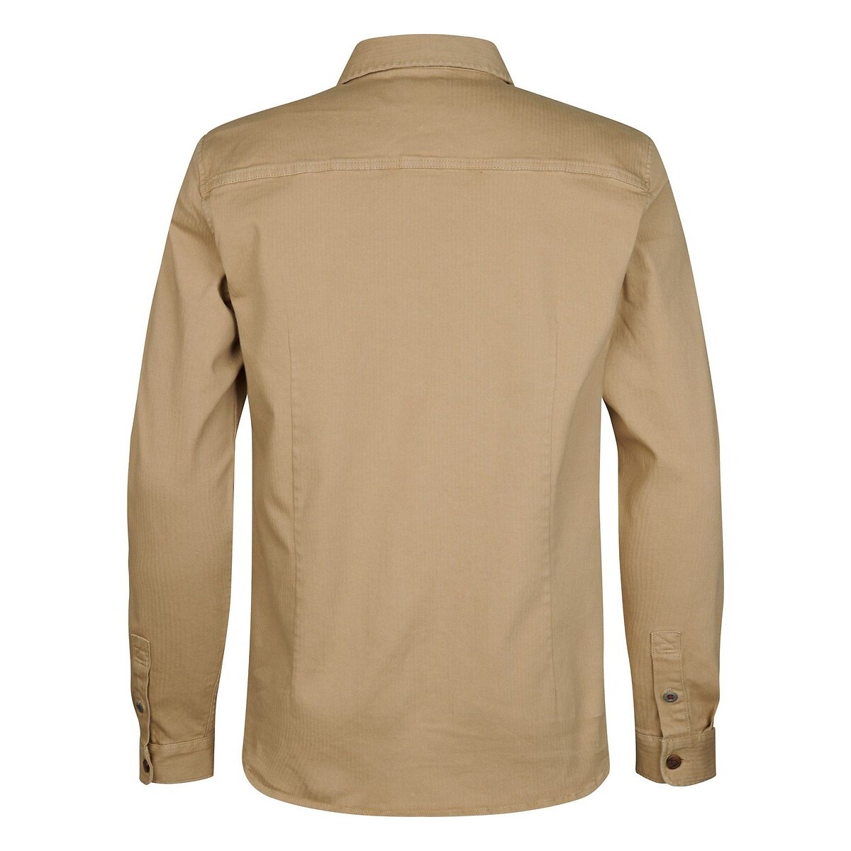 Chemise droite unie, manches longues camel, PETROL INDUSTRIES