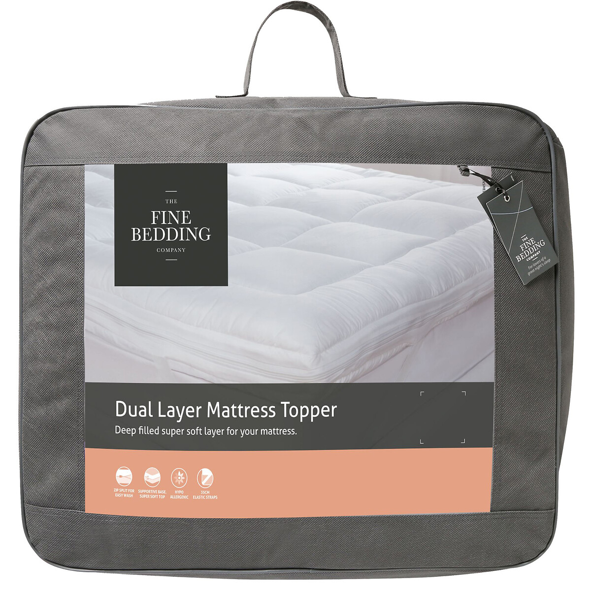 Deep Luxury Dual Layer Mattress Topper white, THE FINE BEDDING COMPANY