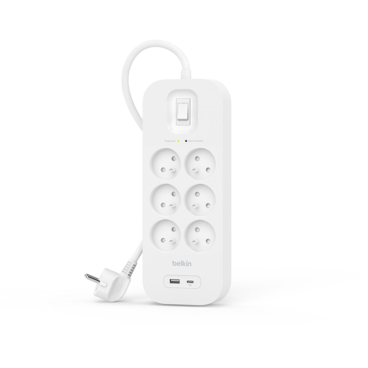 Multiprise 6 prises + USB-C et USB-A couleur unique, BELKIN