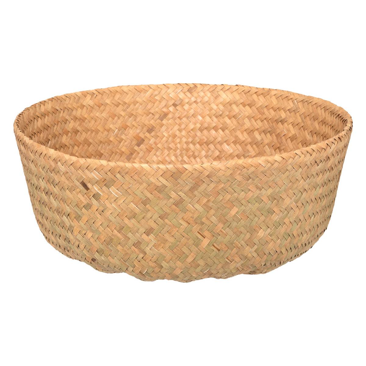 Grand panier rond en osier tressé à poignées SEAGRASS beige, ATMOSPHERA