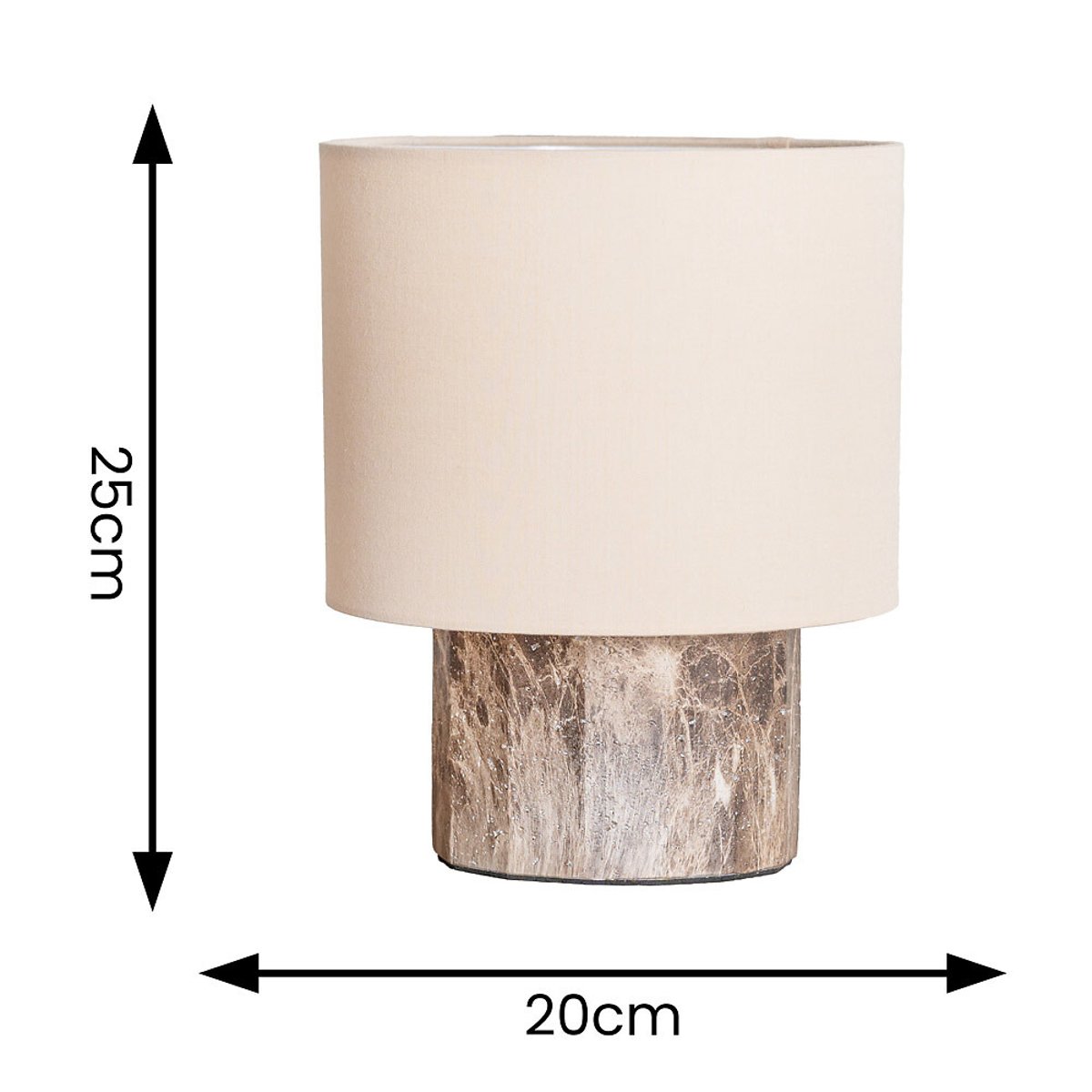 Murray Dark Marble Effect Table Lamp with Natural Linen Shade brown , SO'HOME