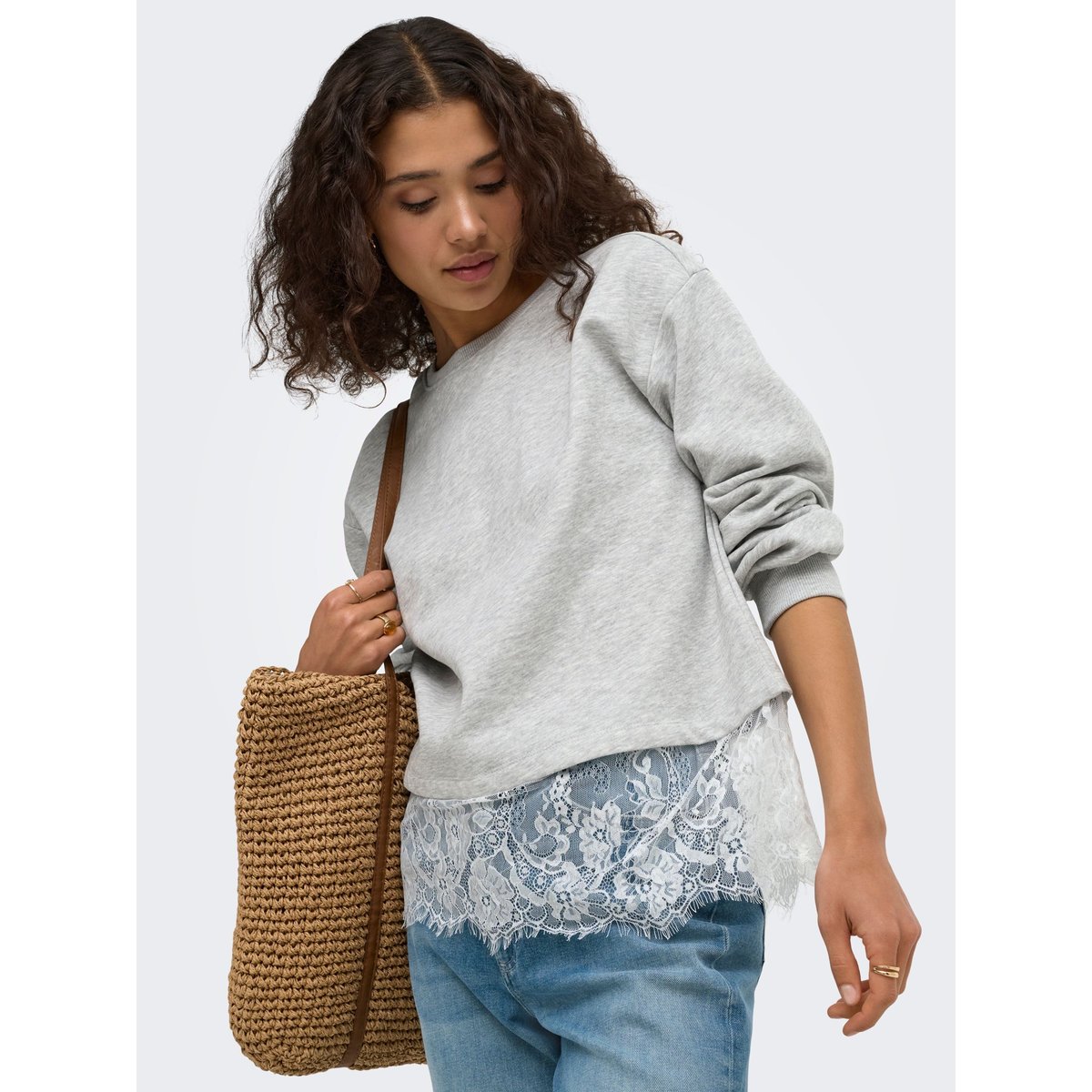Sweat-Shirt grise - light grey melange, ONLY