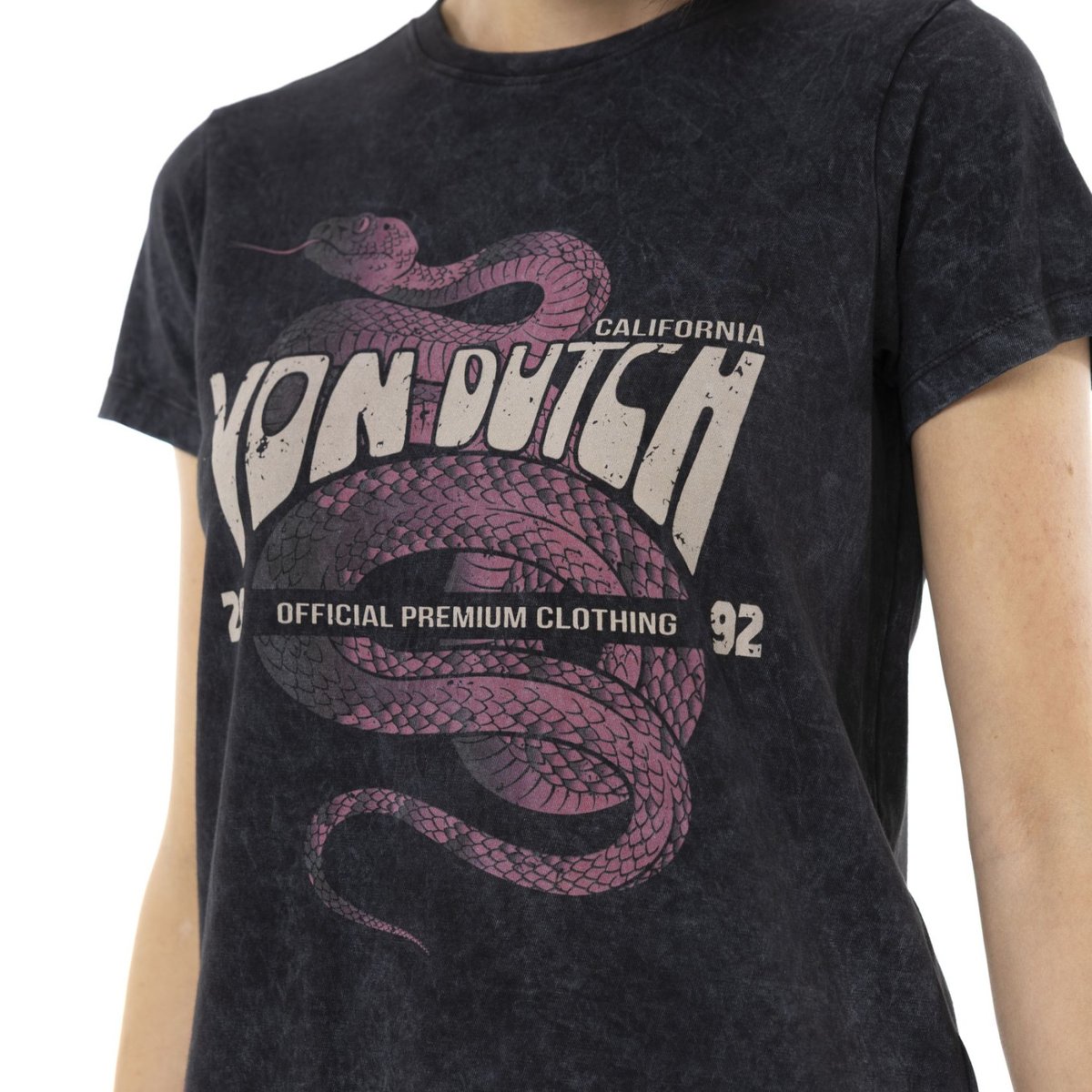 Tee shirt coton VIPERE noir/rose/beige, VON DUTCH