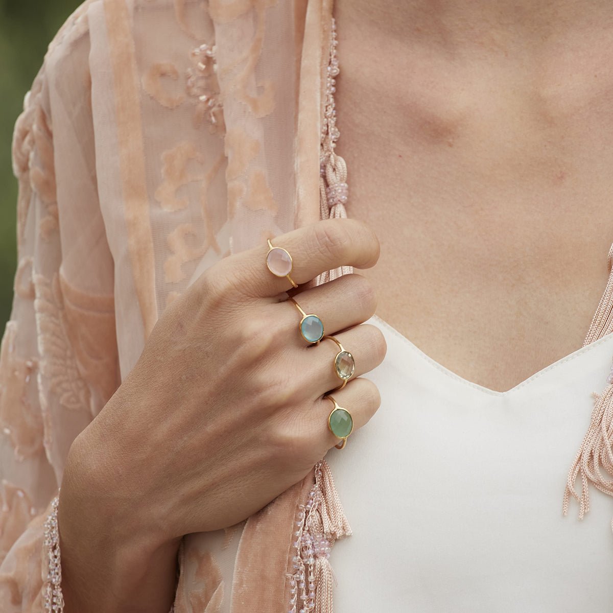 Bague plaqué or - serti pm bleu, CAROLINE NAJMAN