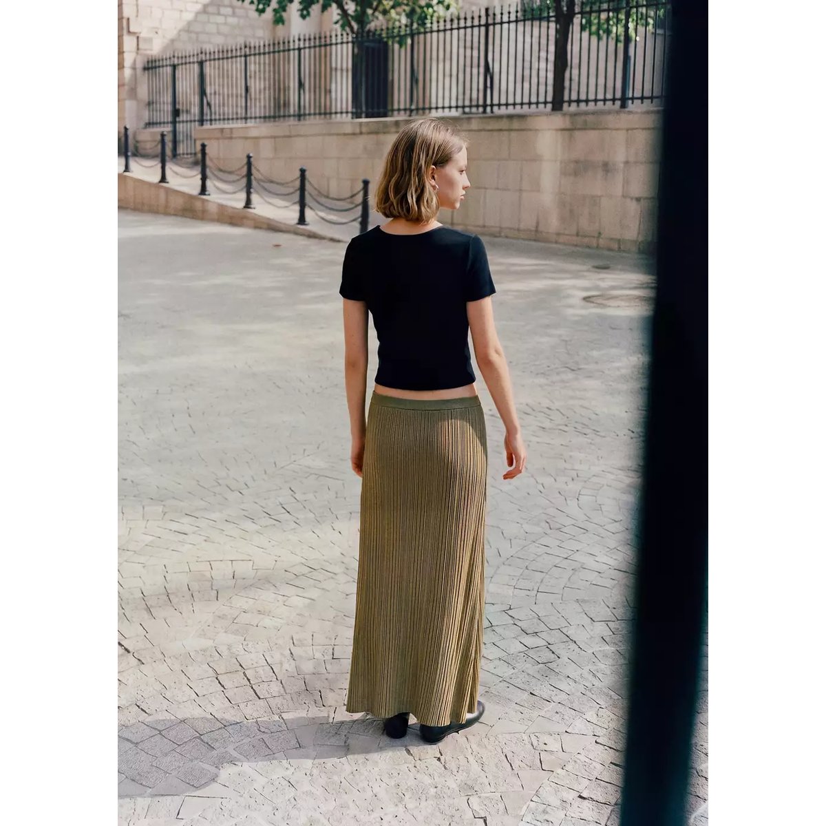 Débardeur manches courtes à œillets noir, MANGO TEEN