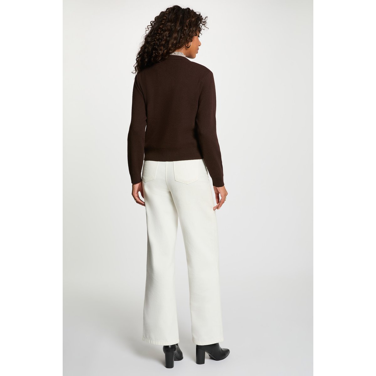 Gilet boutons bijoux marron foncé, MORGAN