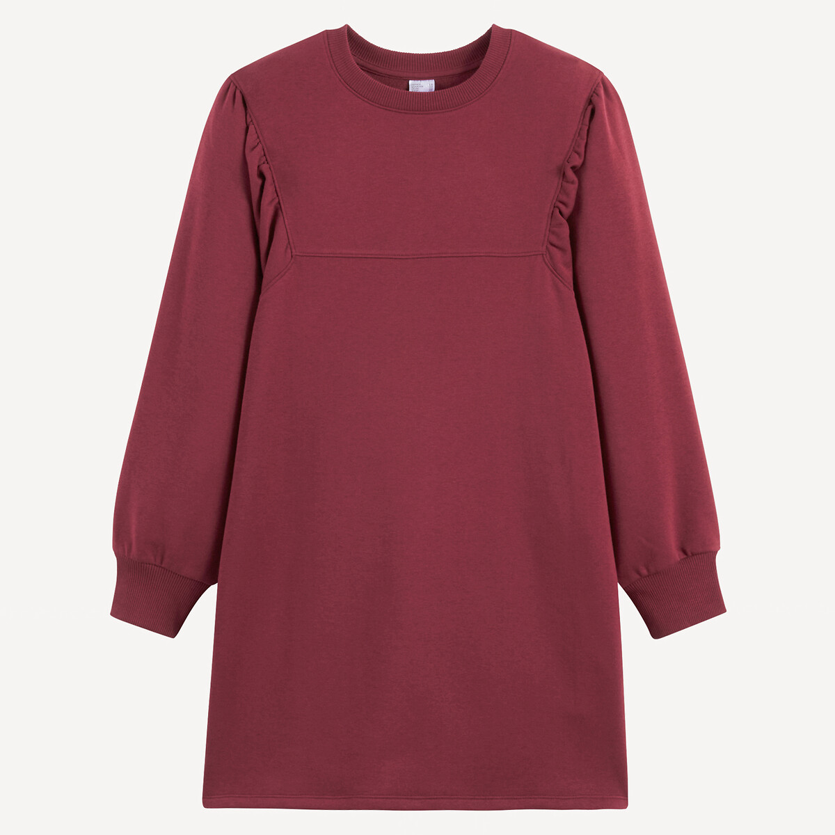 Fleece Jumper Dress with Long Sleeves burgundy, LA REDOUTE COLLECTIONS
