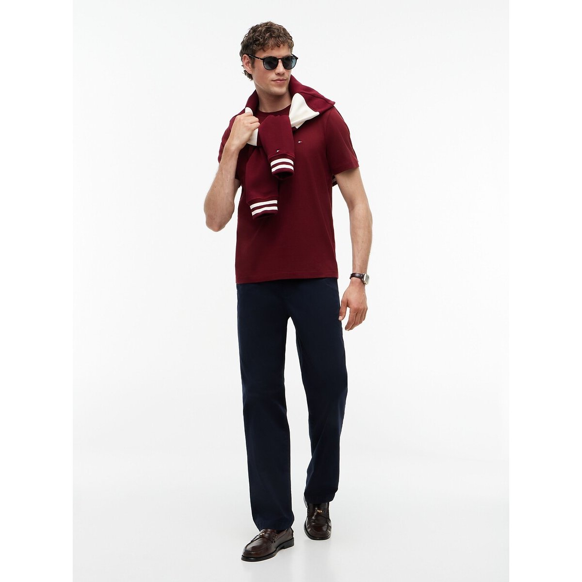 Camiseta recta gruesa burdeos, TOMMY HILFIGER
