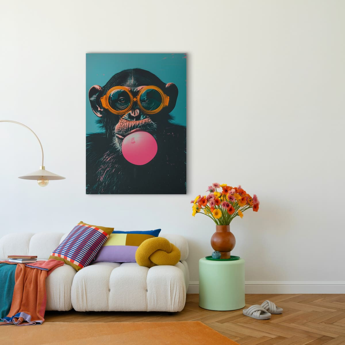 Tableau Mural Portrait Chimpanzé Pop Art ANIMAUX HUMANISÉS tableau en verre synthétique, CEANOTHE