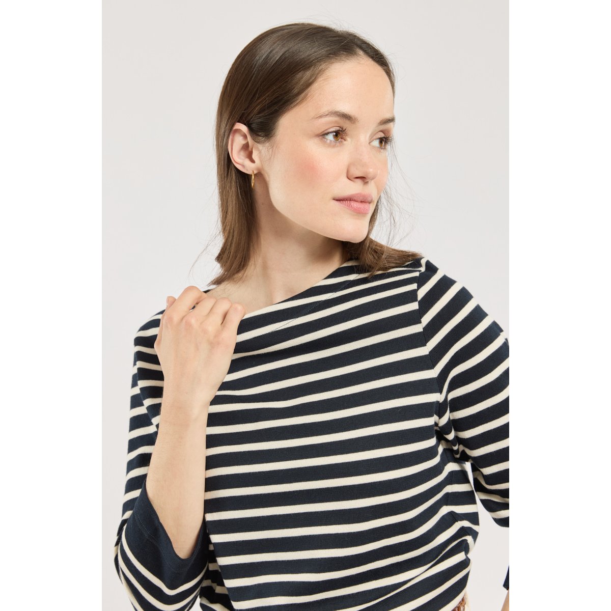 Marinière manches 3/4 - coton rustique rich navy/nature, ARMOR-LUX