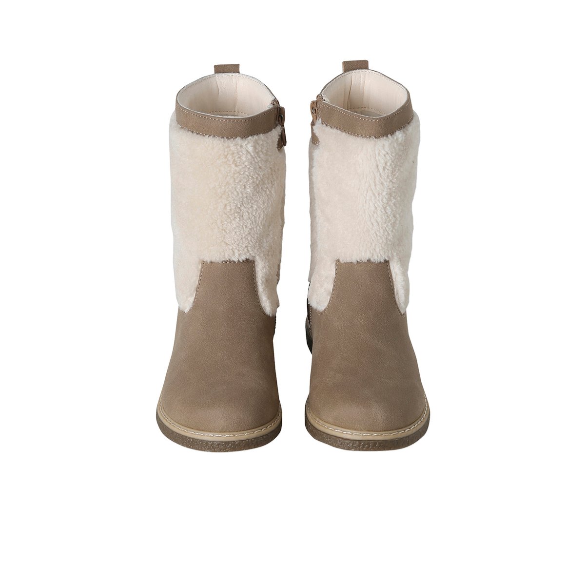 Bottes synthétique fourrées zippées taupe, VERTBAUDET