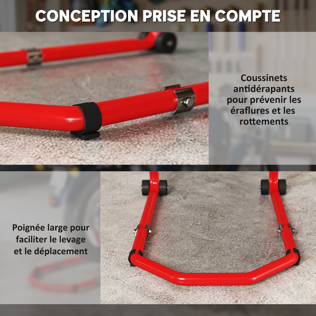 Support pour moto Acier Rouge rouge, HOMCOM