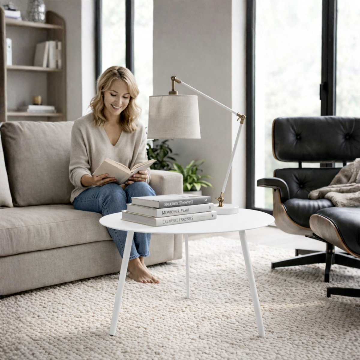 Table d'appoint de jardin Ø58 cm SEATLE blanc, MICA DECORATIONS