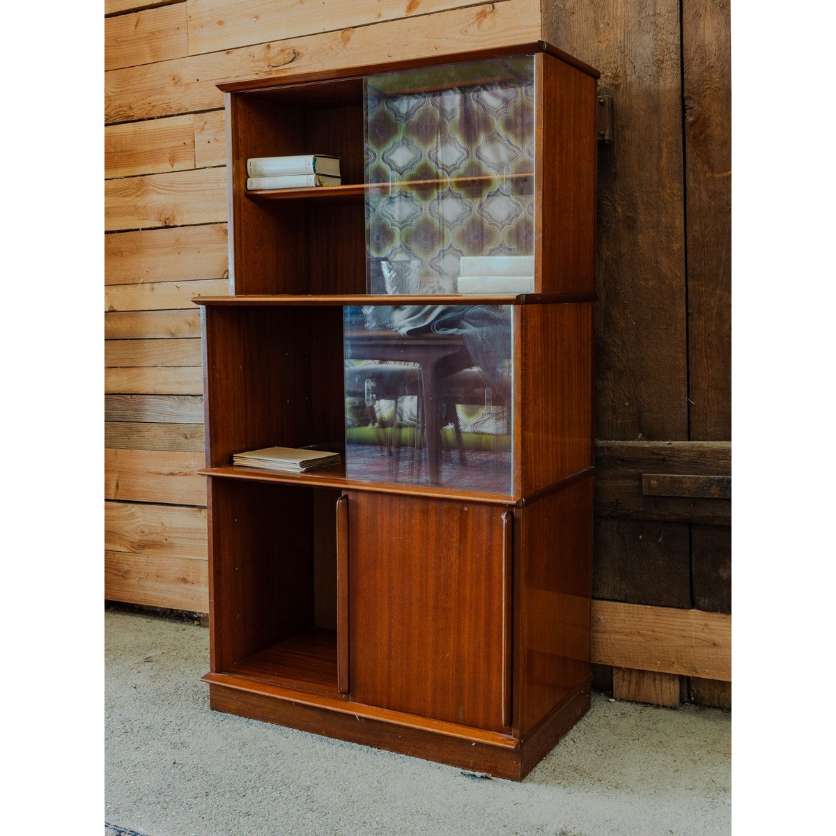 Vitrine en bois et verre Victoria N°1273 - Bon état bois foncé, DEBONGOUT