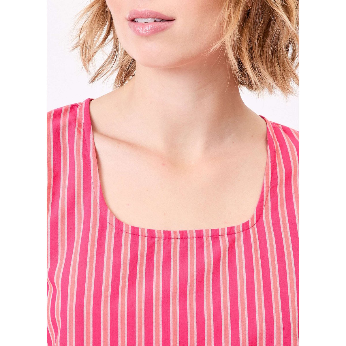 Robe rayures coton bio manches 3/4 ALICK rose stripe, LA FIANCÉE