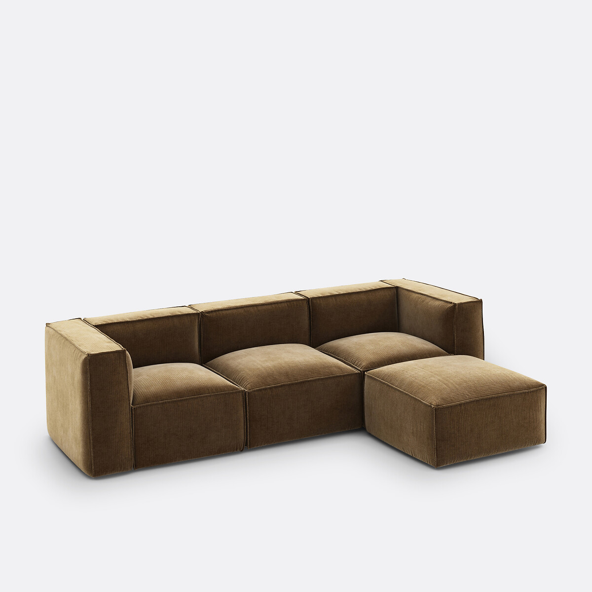 Pouf modulable, velours côtelé vintage, Seven bronze, LA REDOUTE INTERIEURS