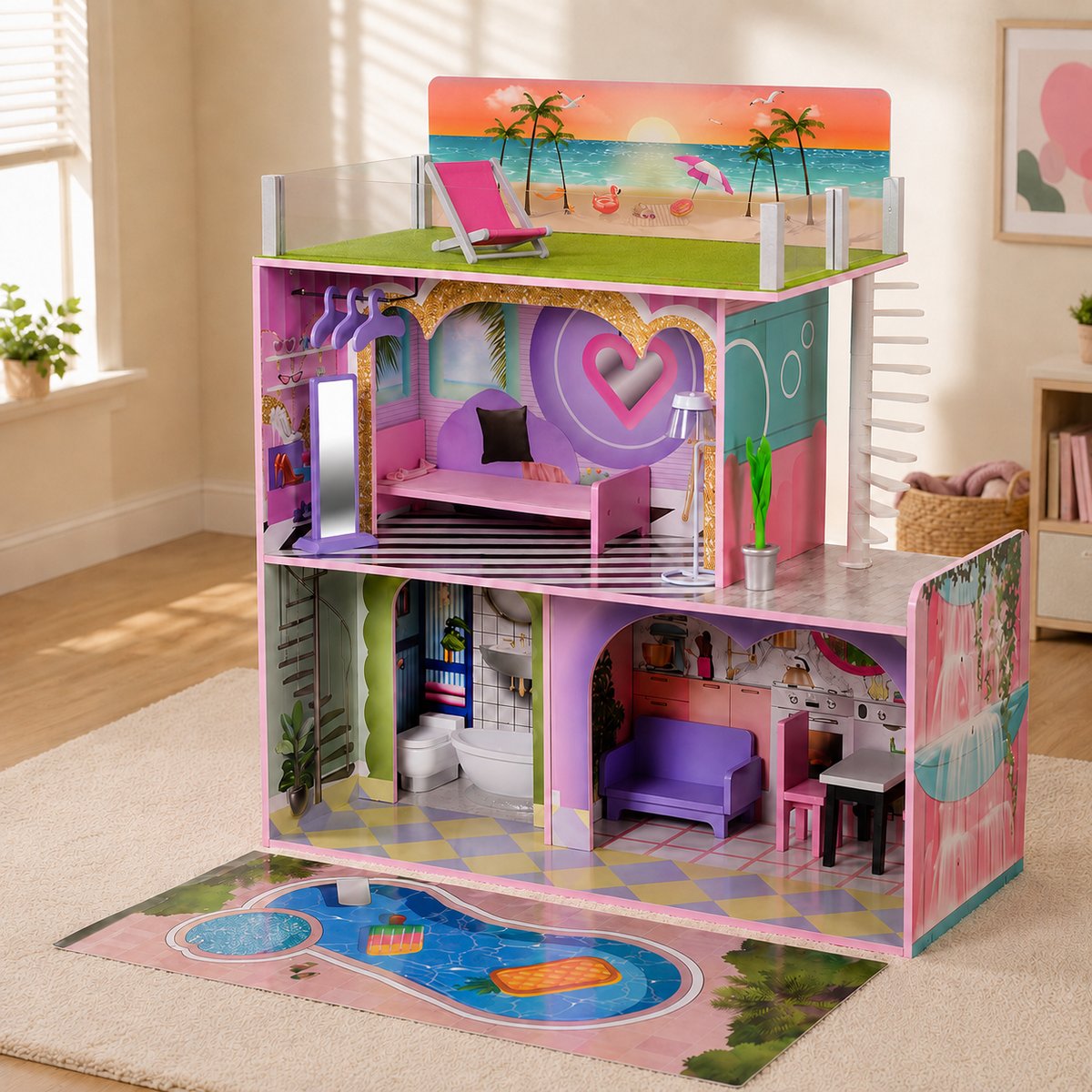 Maison Poupée Enfant Bois Sunset DREAMLAND multicolore, TEAMSON KIDS