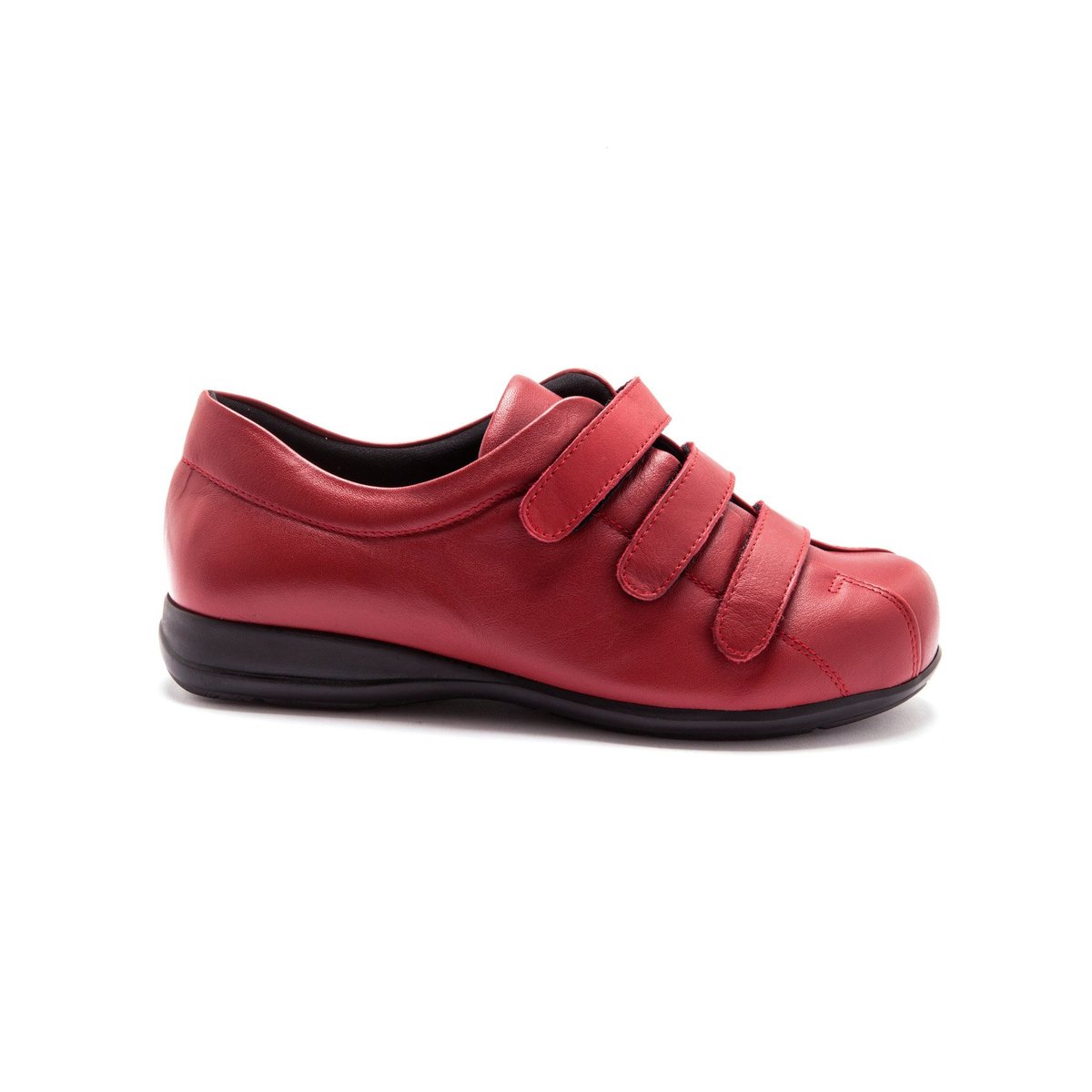Derbies À Scratch, Ultra Larges Pour Pieds Sensibl rouge moyen uni, PEDICONFORT