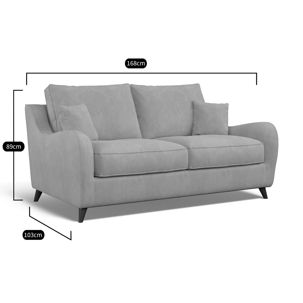 Amelia Soft Brushed 2 Seater Sofa with Dark Wood Legs linen, ÉDITÉ