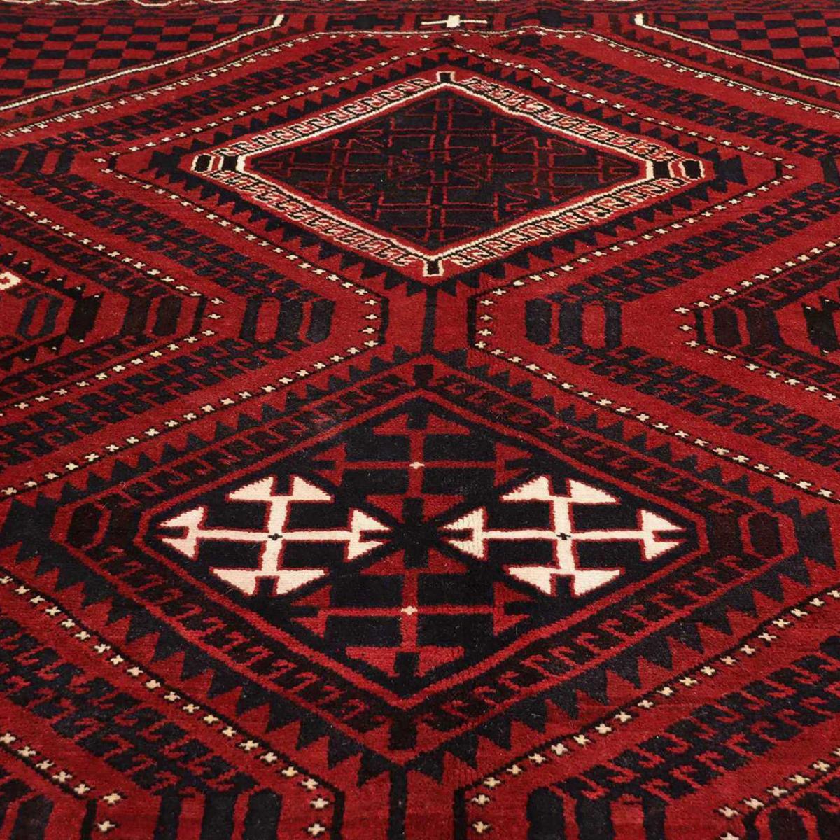 Tapis d'orient au motif oriental, noué main en laine, LORI 2 rouge, crème, noir, UN AMOUR DE TAPIS