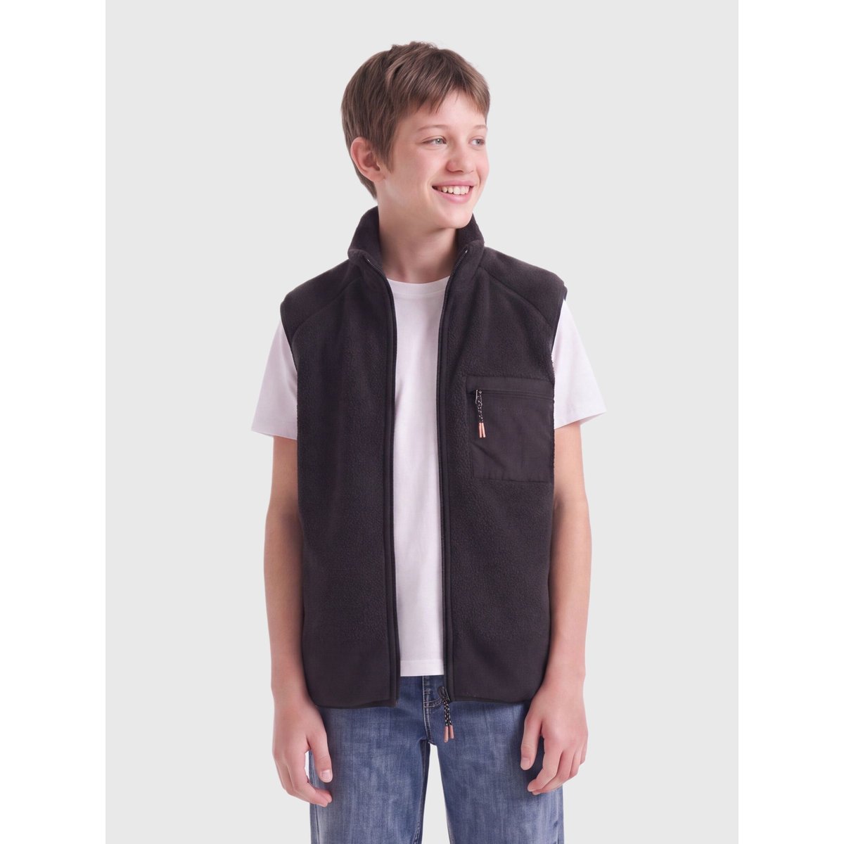Gilet En Peluche noire - phantom, ONLY & SONS JUNIOR