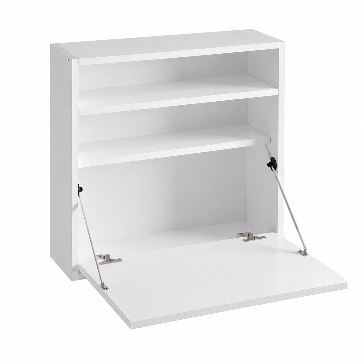 Bureau mural rabattable avec 2 étagères intégrées TULUM blanc, TOILINUX
