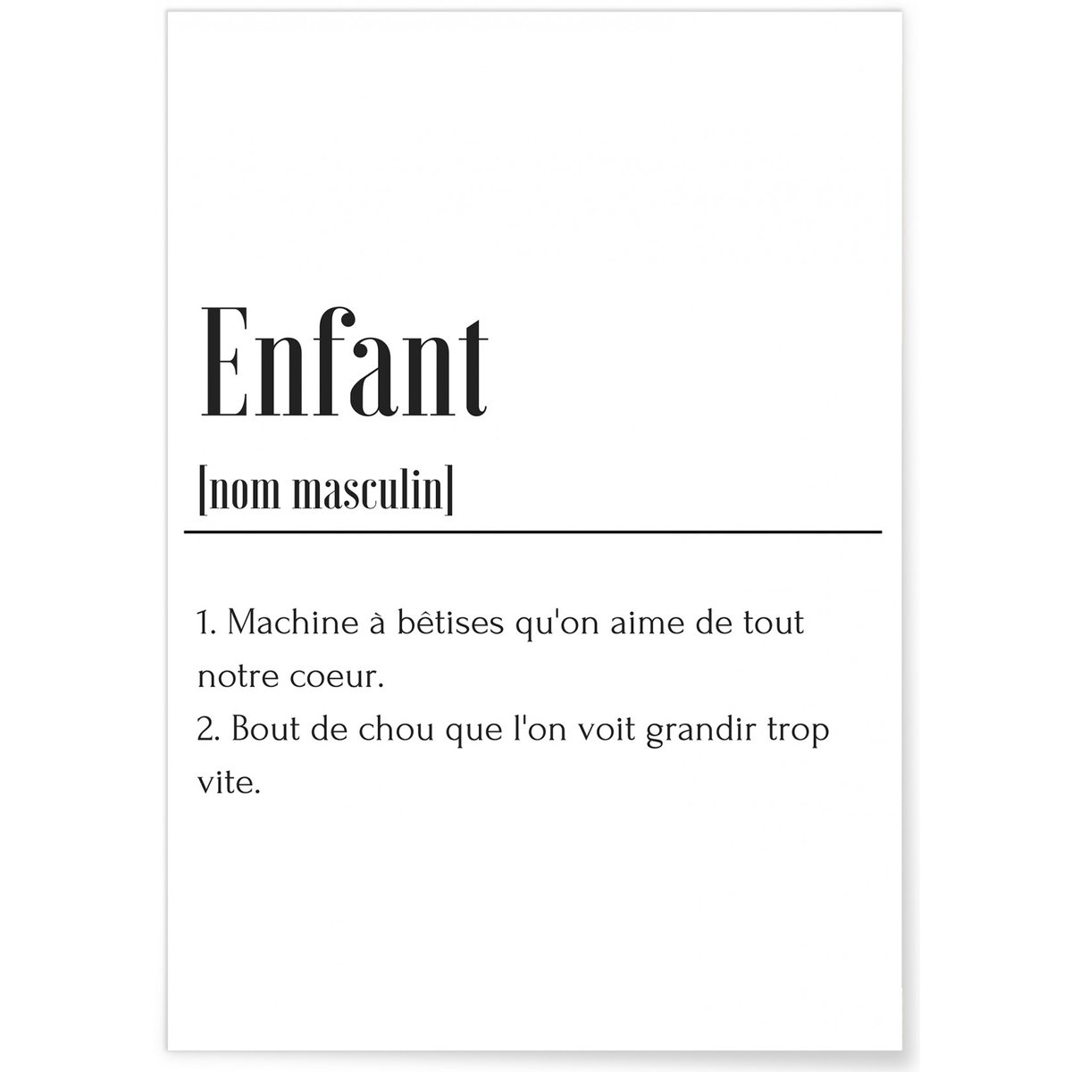 Affiche Définition Enfant blanc, L'AFFICHERIE