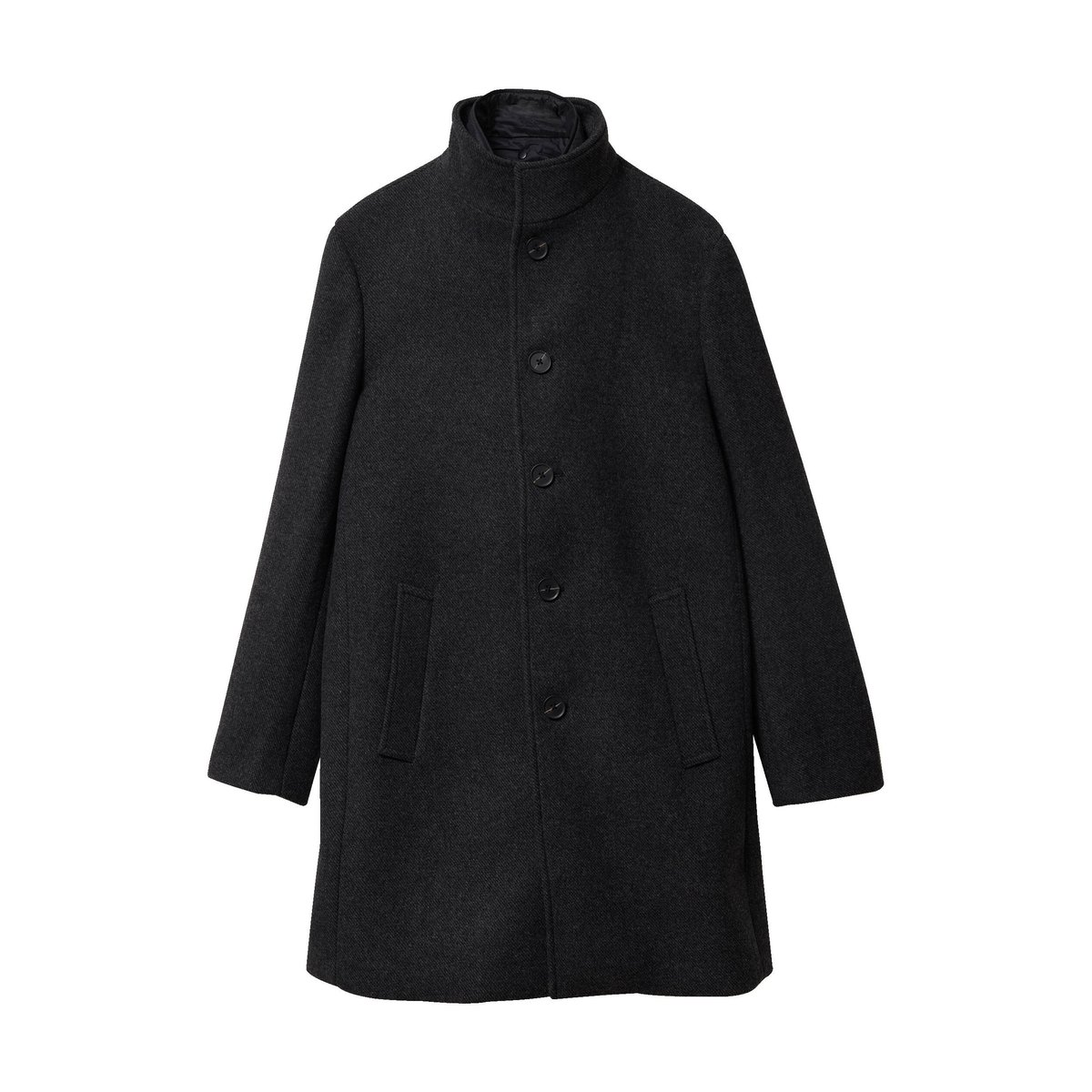 Manteau droit long col montant noir, BONOBO