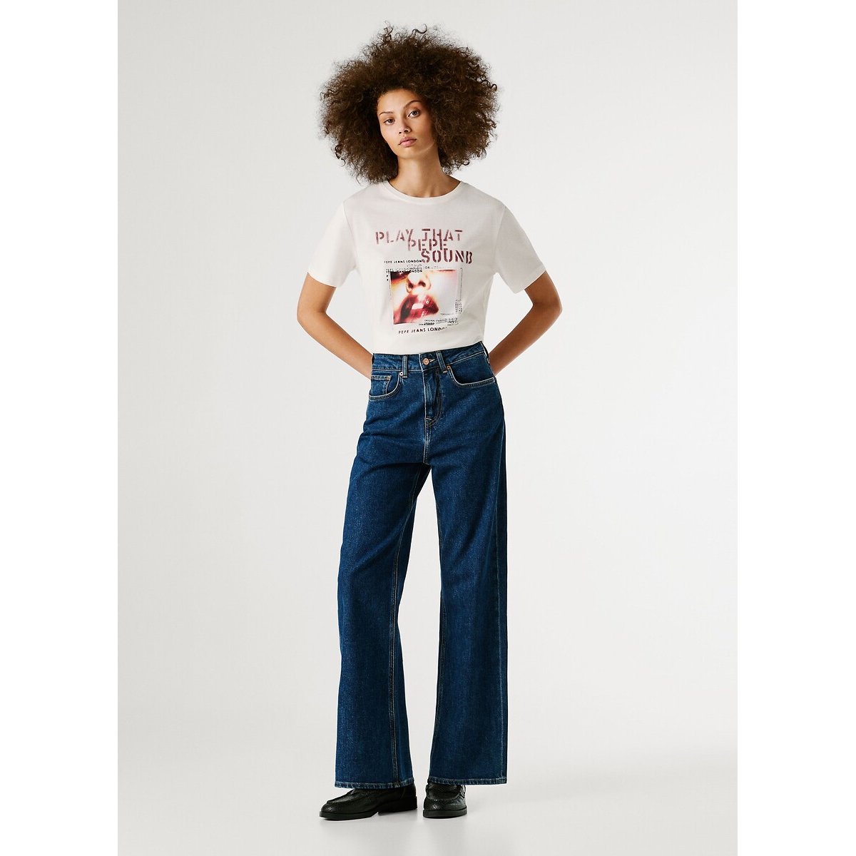 Jean droit taille haute LEXA stone wash bright blue, PEPE JEANS