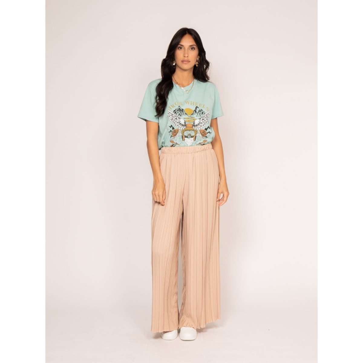 Pantalon Fluide Plissé Edouard beige, DONA LISA