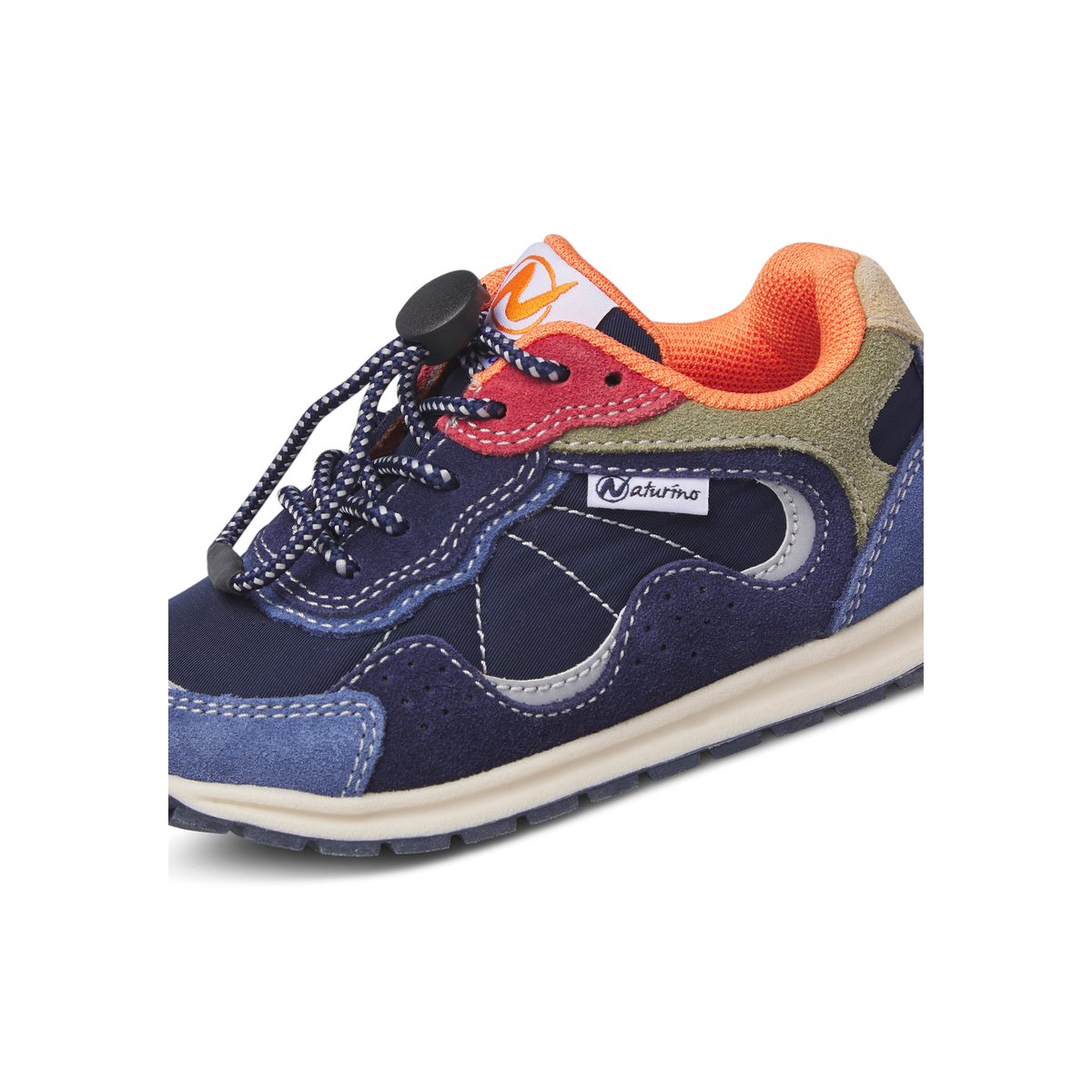 Sneakers en cuir et tissu MANSK. bleu-bleu ciel-blanc-rose, NATURINO
